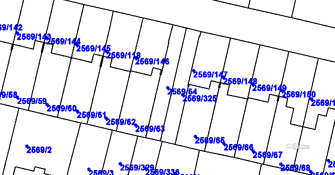 Parcela st. 2569/64 v KÚ Benešov u Prahy, Katastrální mapa