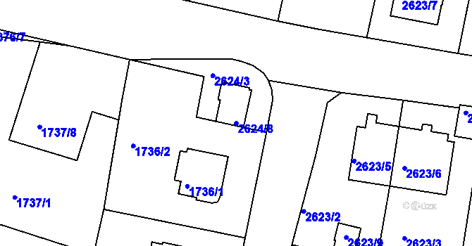 Parcela st. 2624/8 v KÚ Benešov u Prahy, Katastrální mapa