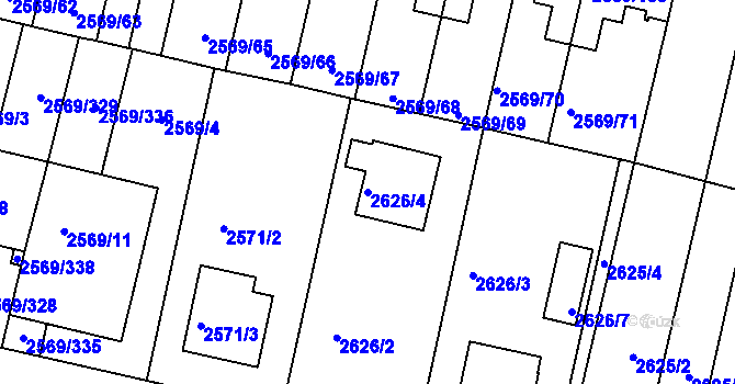 Parcela st. 2626/4 v KÚ Benešov u Prahy, Katastrální mapa