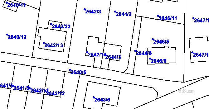 Parcela st. 2644/3 v KÚ Benešov u Prahy, Katastrální mapa