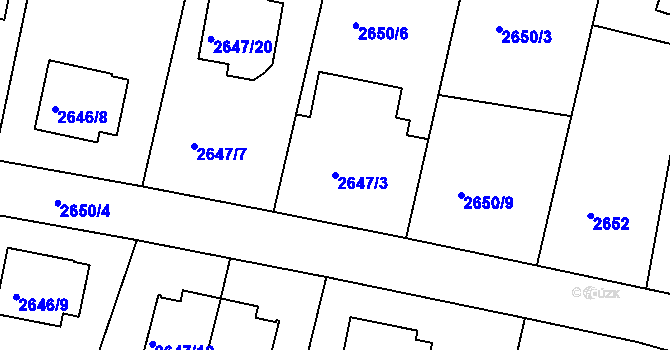 Parcela st. 2647/3 v KÚ Benešov u Prahy, Katastrální mapa