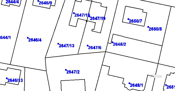 Parcela st. 2647/6 v KÚ Benešov u Prahy, Katastrální mapa