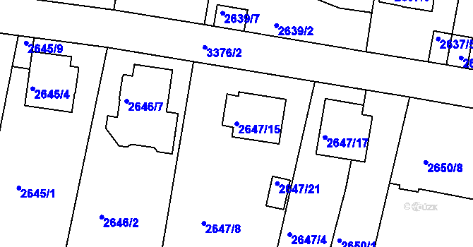 Parcela st. 2647/15 v KÚ Benešov u Prahy, Katastrální mapa