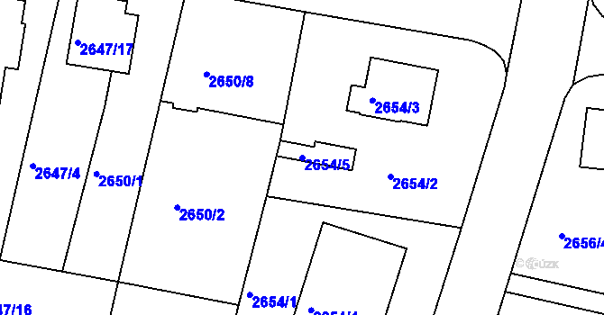 Parcela st. 2654/5 v KÚ Benešov u Prahy, Katastrální mapa
