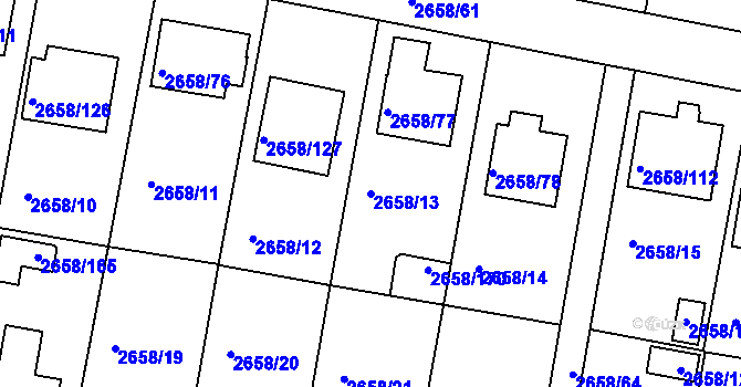 Parcela st. 2658/13 v KÚ Benešov u Prahy, Katastrální mapa