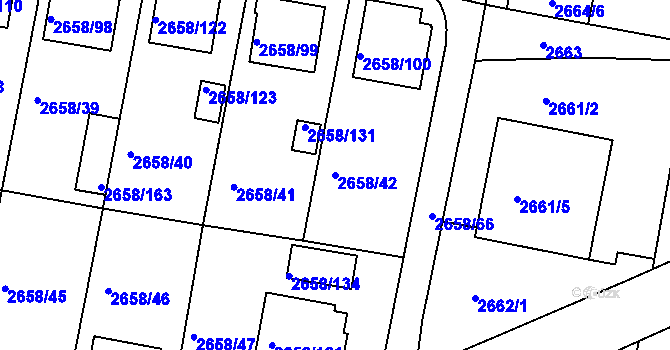 Parcela st. 2658/42 v KÚ Benešov u Prahy, Katastrální mapa
