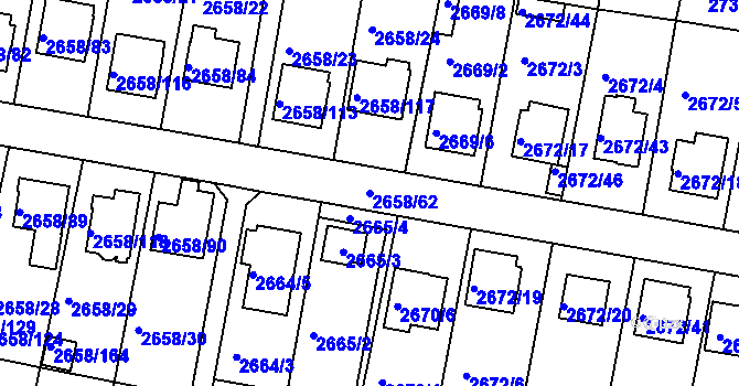 Parcela st. 2658/62 v KÚ Benešov u Prahy, Katastrální mapa