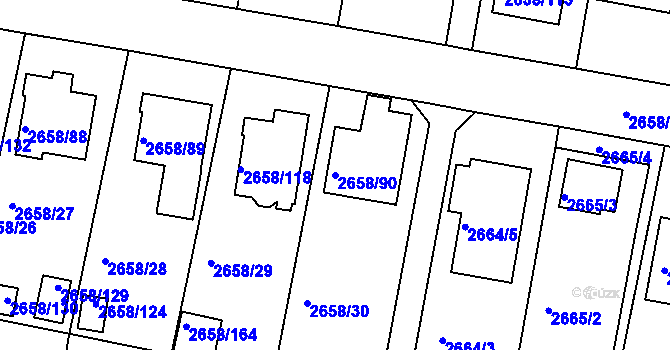 Parcela st. 2658/90 v KÚ Benešov u Prahy, Katastrální mapa