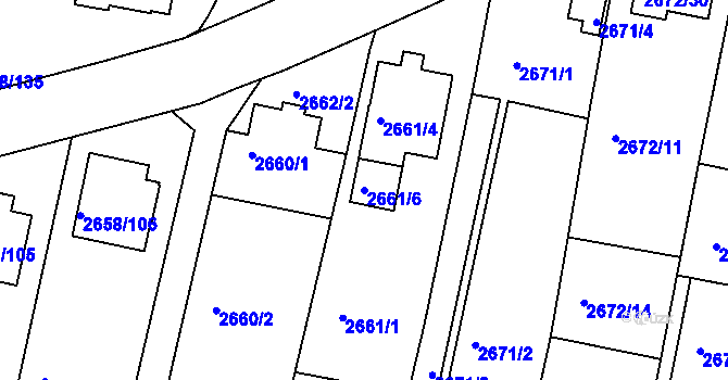 Parcela st. 2661/6 v KÚ Benešov u Prahy, Katastrální mapa