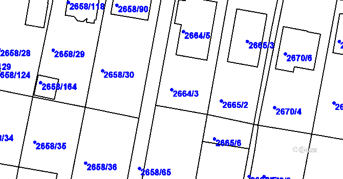 Parcela st. 2664/3 v KÚ Benešov u Prahy, Katastrální mapa