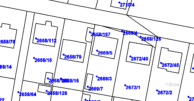 Parcela st. 2669/5 v KÚ Benešov u Prahy, Katastrální mapa