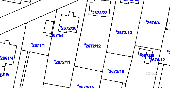 Parcela st. 2672/12 v KÚ Benešov u Prahy, Katastrální mapa