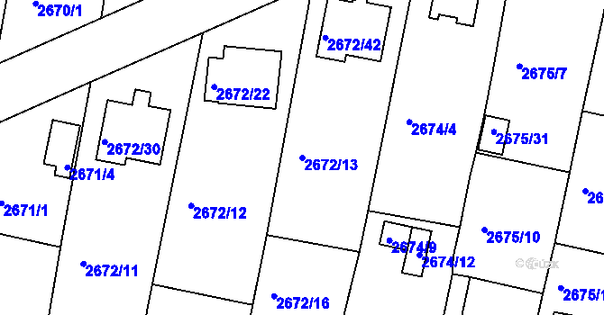 Parcela st. 2672/13 v KÚ Benešov u Prahy, Katastrální mapa