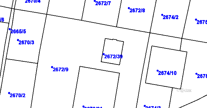 Parcela st. 2672/39 v KÚ Benešov u Prahy, Katastrální mapa