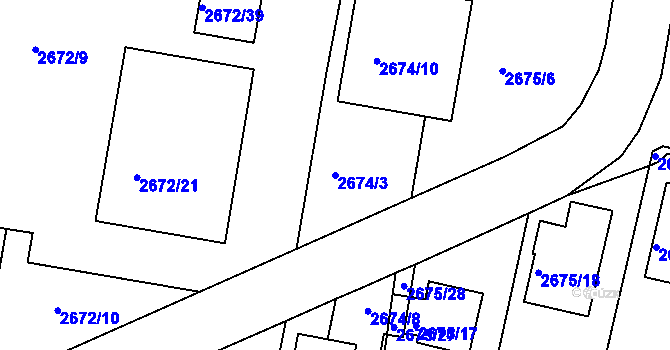 Parcela st. 2674/3 v KÚ Benešov u Prahy, Katastrální mapa