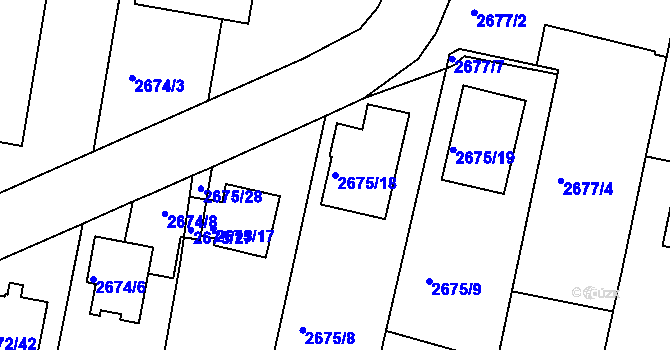 Parcela st. 2675/18 v KÚ Benešov u Prahy, Katastrální mapa