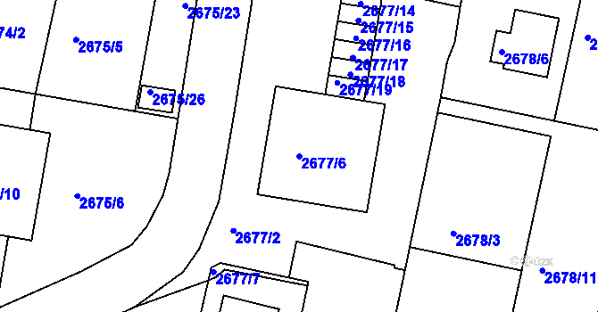 Parcela st. 2677/6 v KÚ Benešov u Prahy, Katastrální mapa