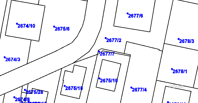 Parcela st. 2677/7 v KÚ Benešov u Prahy, Katastrální mapa