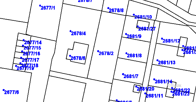 Parcela st. 2678/2 v KÚ Benešov u Prahy, Katastrální mapa