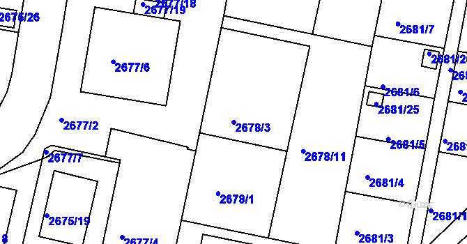 Parcela st. 2678/3 v KÚ Benešov u Prahy, Katastrální mapa