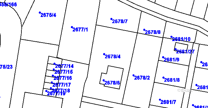 Parcela st. 2678/4 v KÚ Benešov u Prahy, Katastrální mapa