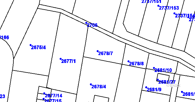 Parcela st. 2678/7 v KÚ Benešov u Prahy, Katastrální mapa