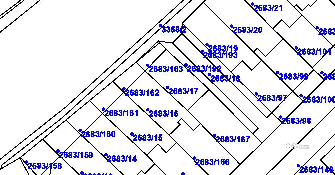 Parcela st. 2683/17 v KÚ Benešov u Prahy, Katastrální mapa