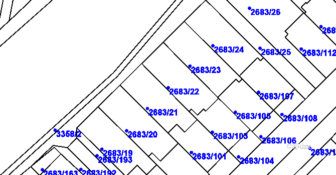 Parcela st. 2683/22 v KÚ Benešov u Prahy, Katastrální mapa