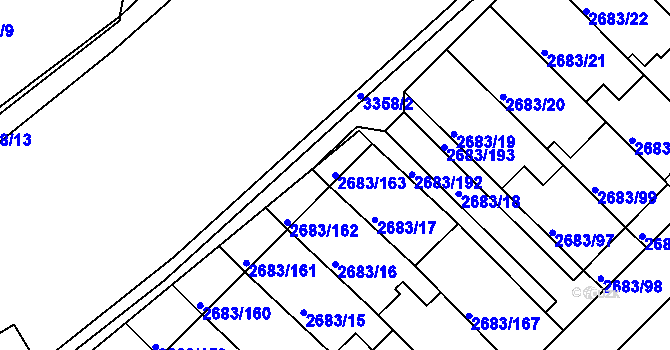 Parcela st. 2683/163 v KÚ Benešov u Prahy, Katastrální mapa