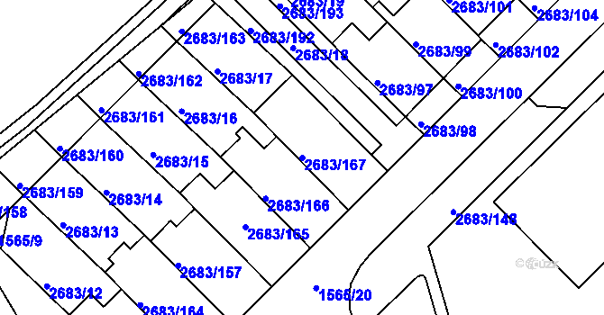 Parcela st. 2683/167 v KÚ Benešov u Prahy, Katastrální mapa