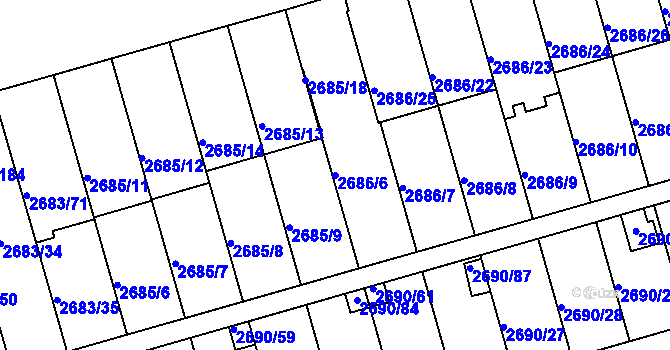 Parcela st. 2686/6 v KÚ Benešov u Prahy, Katastrální mapa