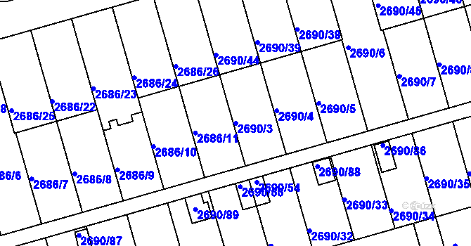 Parcela st. 2690/3 v KÚ Benešov u Prahy, Katastrální mapa