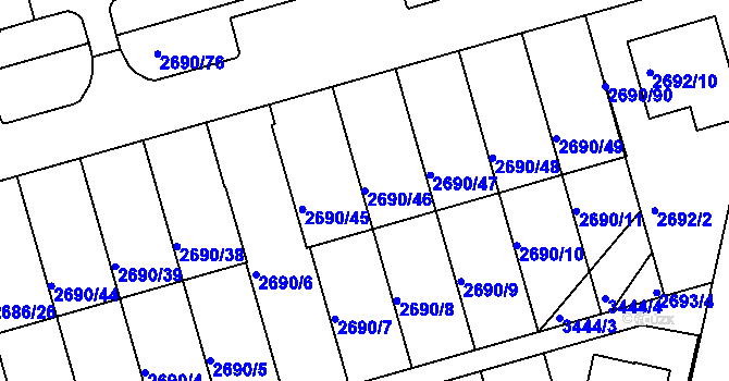 Parcela st. 2690/46 v KÚ Benešov u Prahy, Katastrální mapa