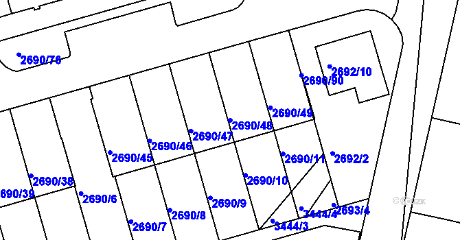 Parcela st. 2690/48 v KÚ Benešov u Prahy, Katastrální mapa
