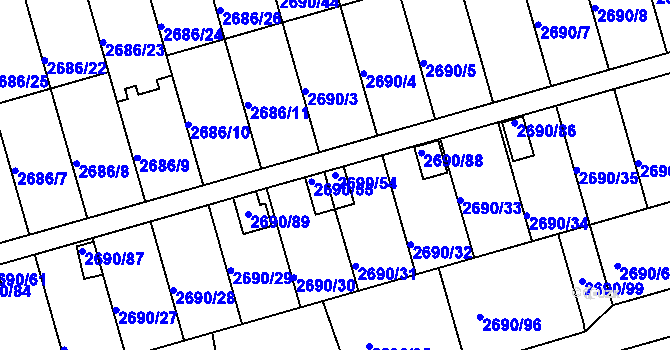 Parcela st. 2690/54 v KÚ Benešov u Prahy, Katastrální mapa