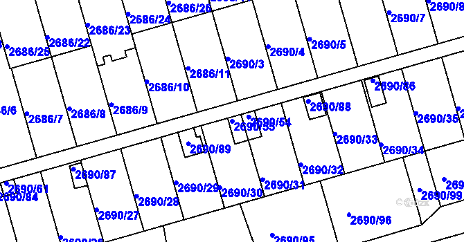 Parcela st. 2690/55 v KÚ Benešov u Prahy, Katastrální mapa