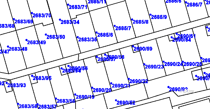 Parcela st. 2690/58 v KÚ Benešov u Prahy, Katastrální mapa