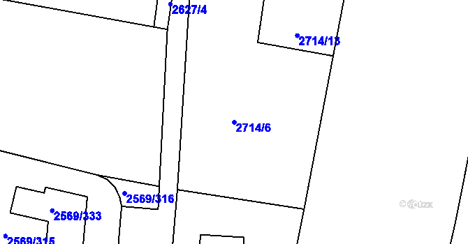 Parcela st. 2714/6 v KÚ Benešov u Prahy, Katastrální mapa