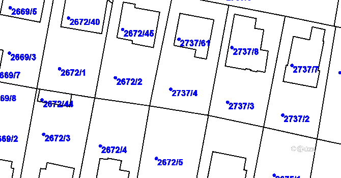Parcela st. 2737/4 v KÚ Benešov u Prahy, Katastrální mapa