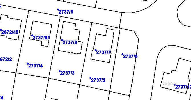 Parcela st. 2737/7 v KÚ Benešov u Prahy, Katastrální mapa