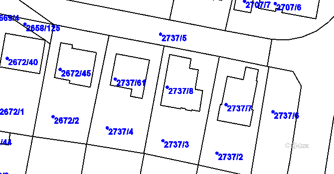 Parcela st. 2737/8 v KÚ Benešov u Prahy, Katastrální mapa
