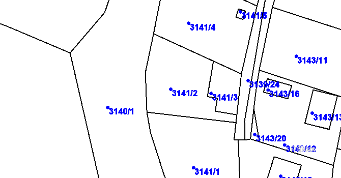 Parcela st. 3141/2 v KÚ Benešov u Prahy, Katastrální mapa