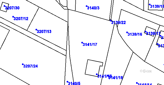 Parcela st. 3141/17 v KÚ Benešov u Prahy, Katastrální mapa