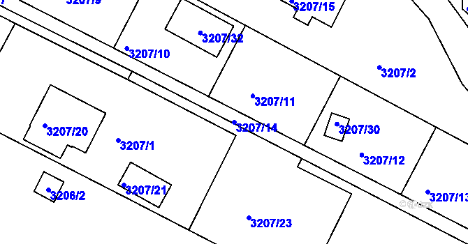 Parcela st. 3207/14 v KÚ Benešov u Prahy, Katastrální mapa