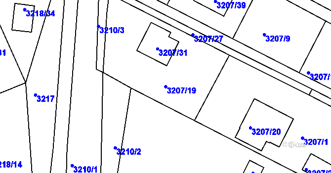 Parcela st. 3207/19 v KÚ Benešov u Prahy, Katastrální mapa