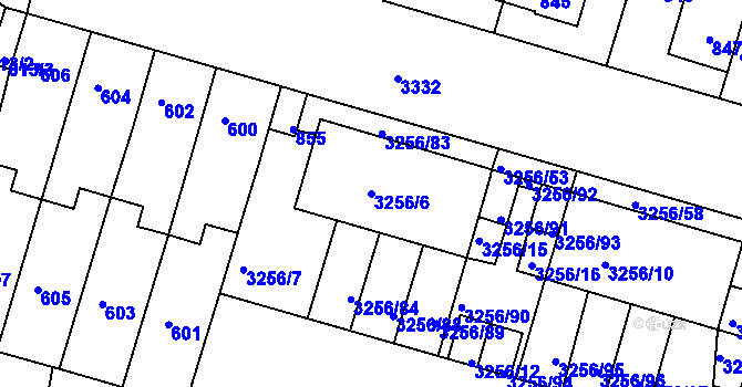Parcela st. 3256/6 v KÚ Benešov u Prahy, Katastrální mapa