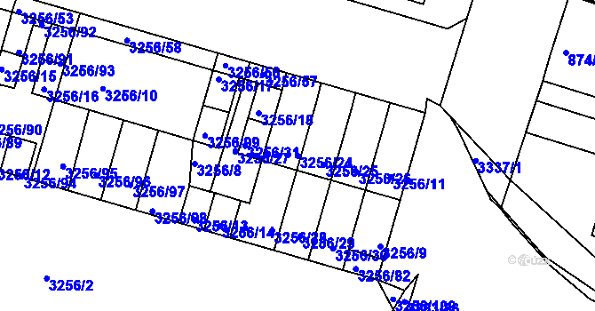 Parcela st. 3256/24 v KÚ Benešov u Prahy, Katastrální mapa