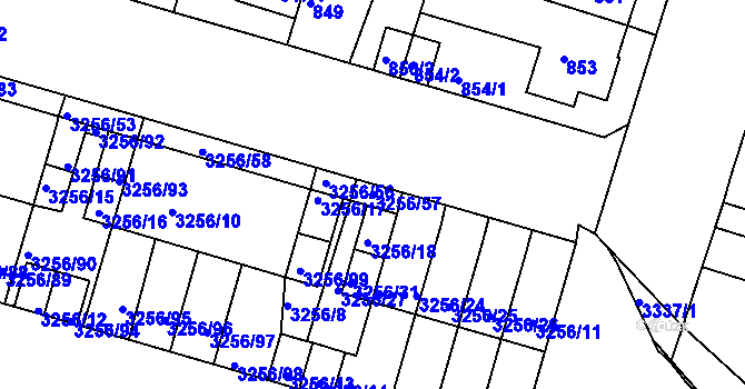 Parcela st. 3256/57 v KÚ Benešov u Prahy, Katastrální mapa