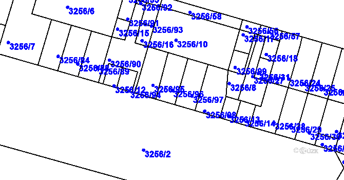 Parcela st. 3256/96 v KÚ Benešov u Prahy, Katastrální mapa