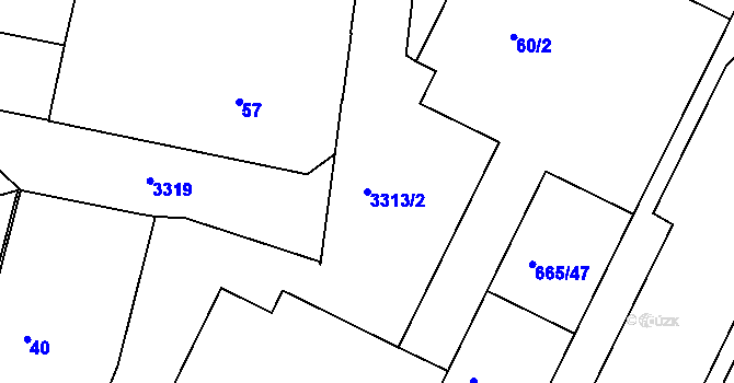 Parcela st. 3313/2 v KÚ Benešov u Prahy, Katastrální mapa